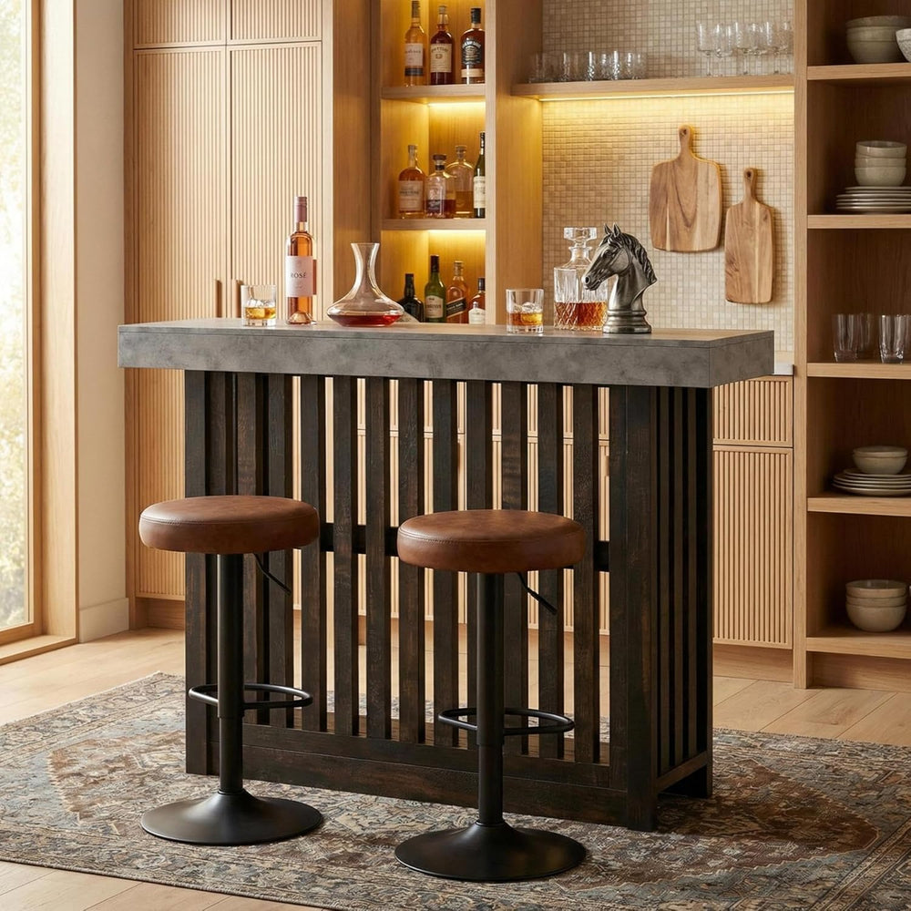 GarveeHome 63" Long Bar Table - Counter Bar Height Pub Table with 2 Tier...