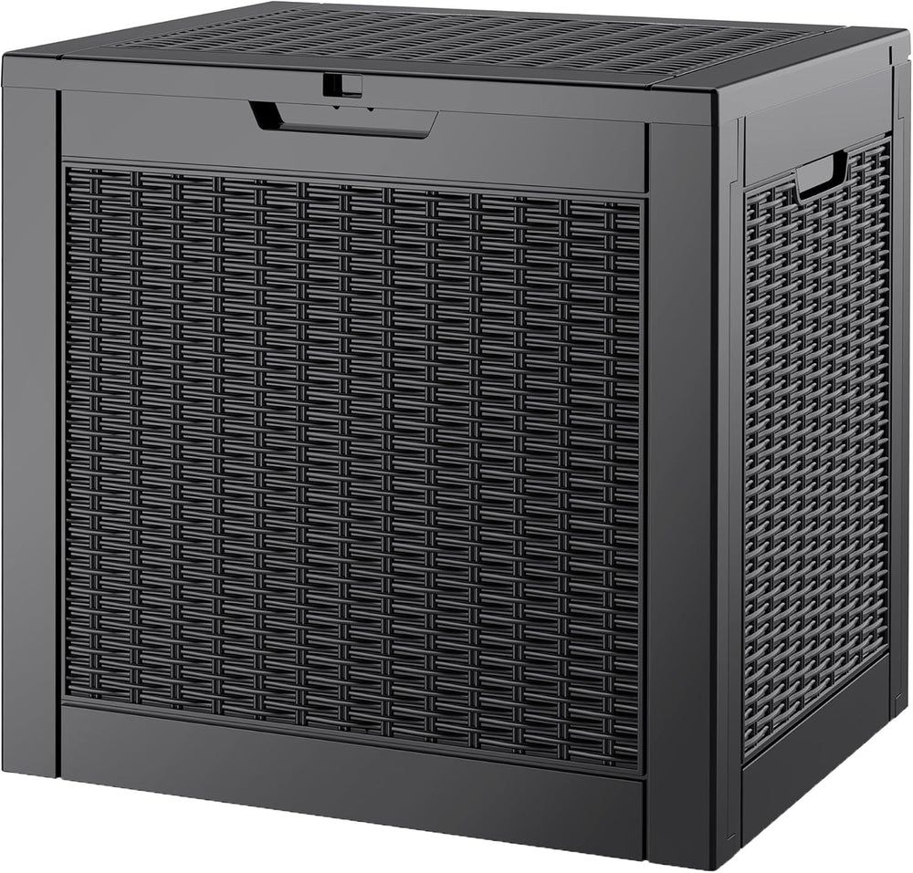Outdoor Storage Waterproof Deck Box for Patio (32 Gallon, Black)