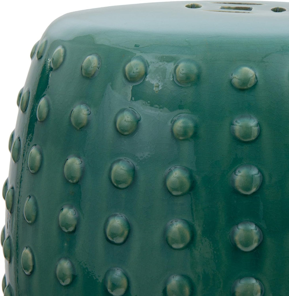 Red Lantern 18" Blue-Green Porcelain Garden Stool