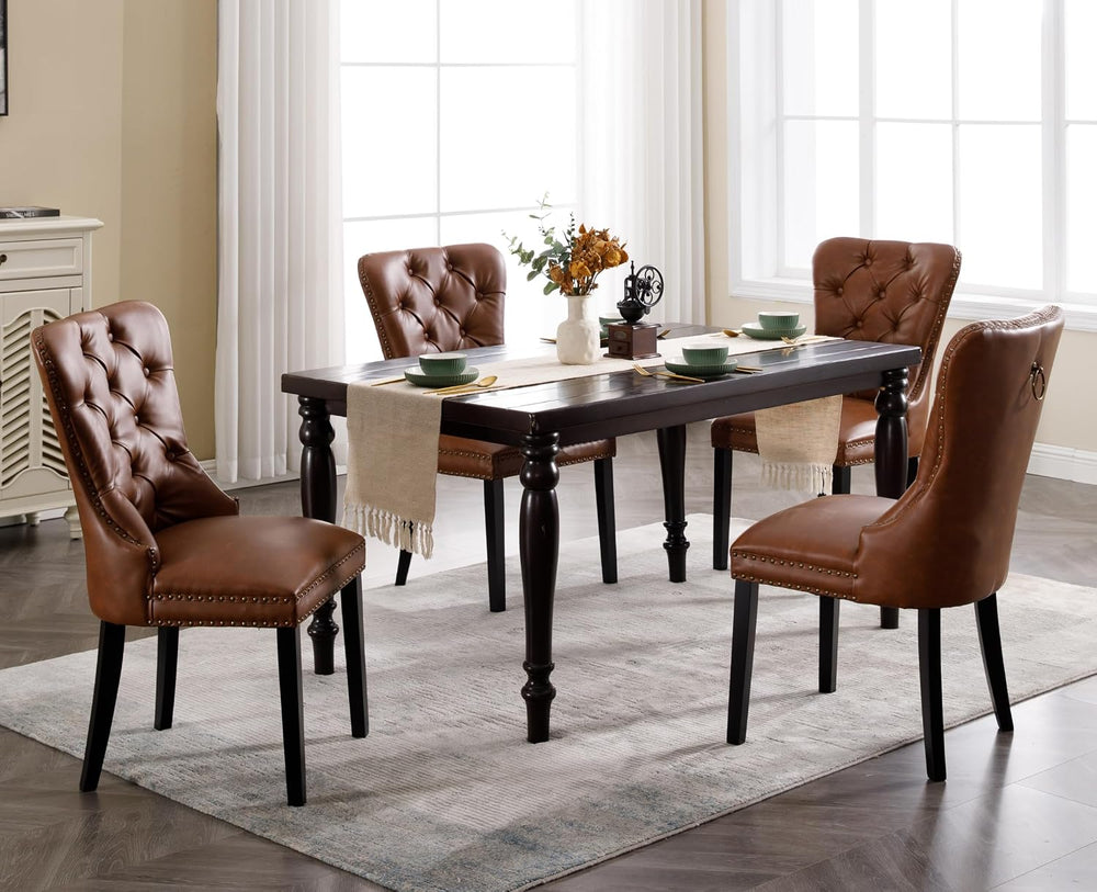 EALSON Modern Dining Chairs Set of 4 Mid Century Leather Dining Room Chairs w...