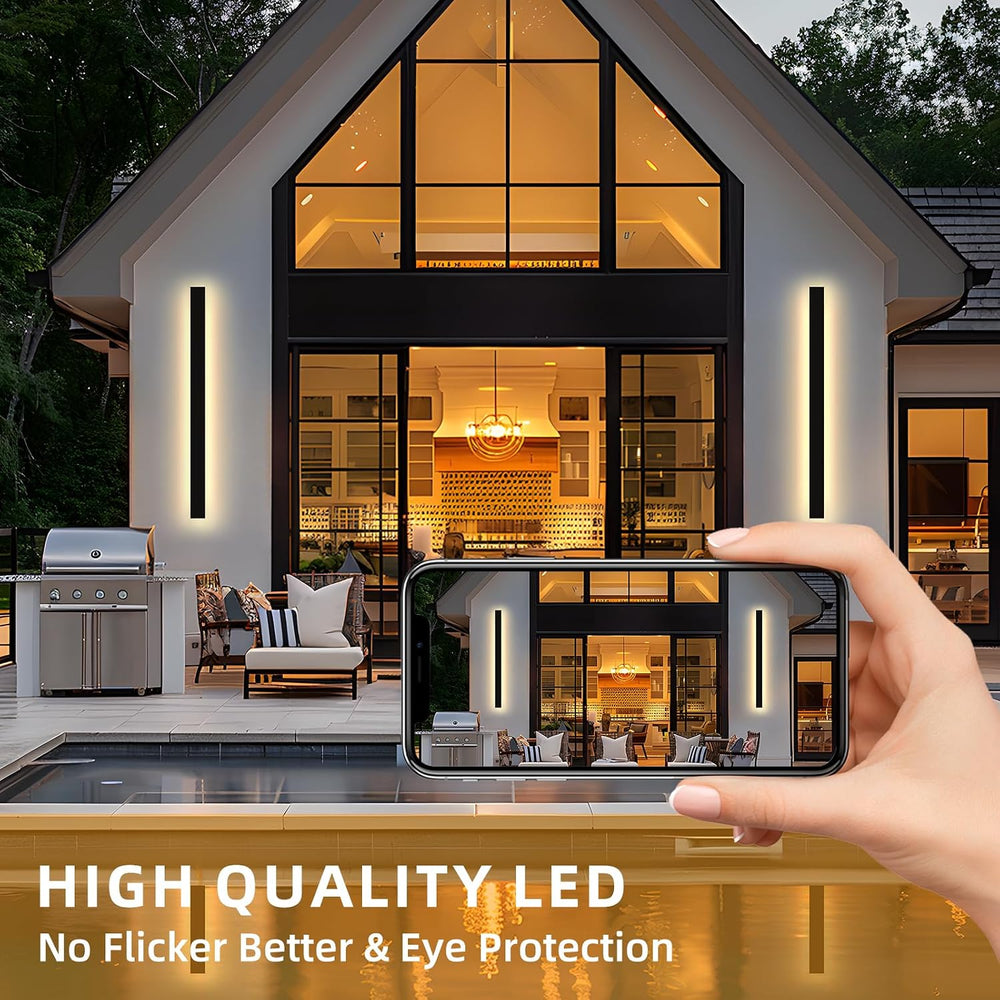 Modern Outdoor Wall Lights, 31.5Inch Black LED 3000K IP65 Waterproof Outdoor ...