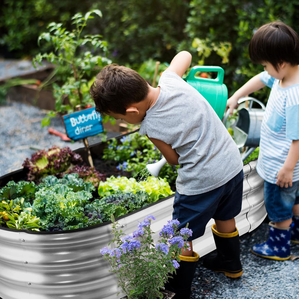 JERIA Raised Garden Bed,Galvanized Raised 2 Pcs 4×2×1ft Planter Boxes Outdoor...