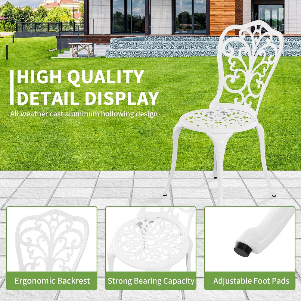 3 Piece Patio Set Outdoor Cast Aluminum Patio Bistro Table and Chairs Set of ...