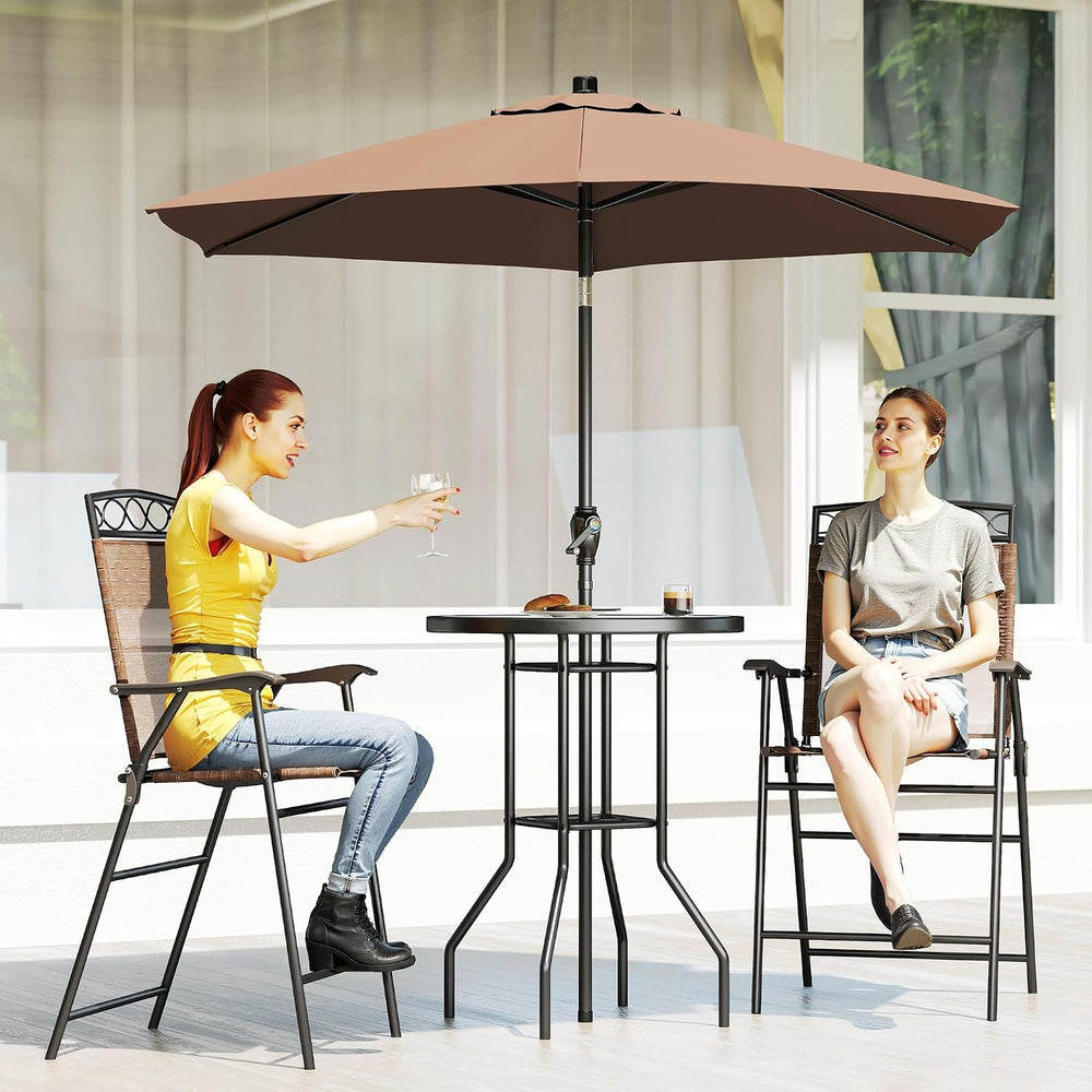 Outsunny 4 Piece Outdoor Bar Set with Umbrella, Patio Dining Set Brown