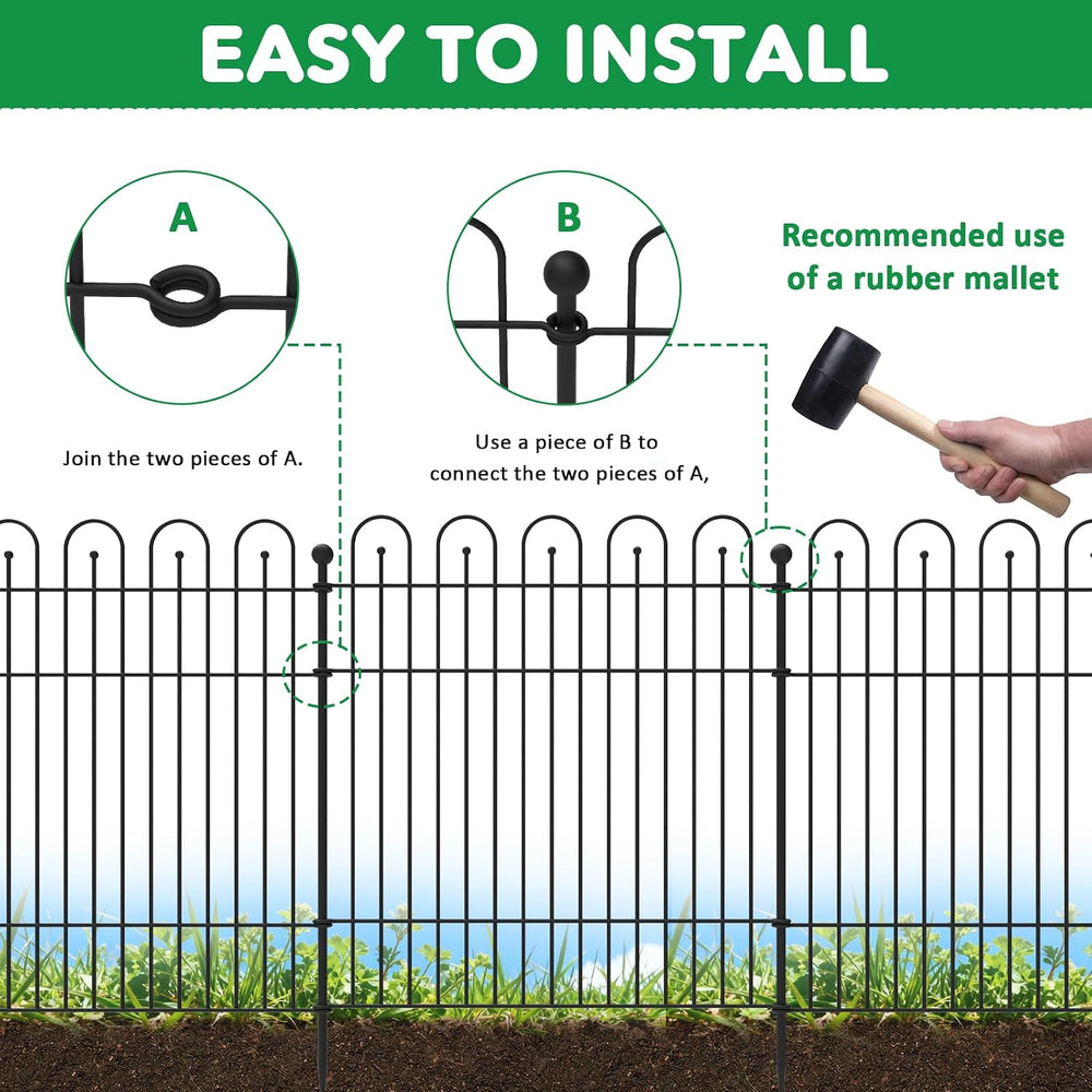 Garden Fence Animal Barrier with Gate, 10 Panels No Dig Dog Fence Outdoor
