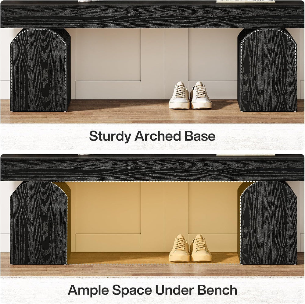 Tribesigns Entryway Bench, 59" Long Black Shoe Bench with Arched Bases, ...