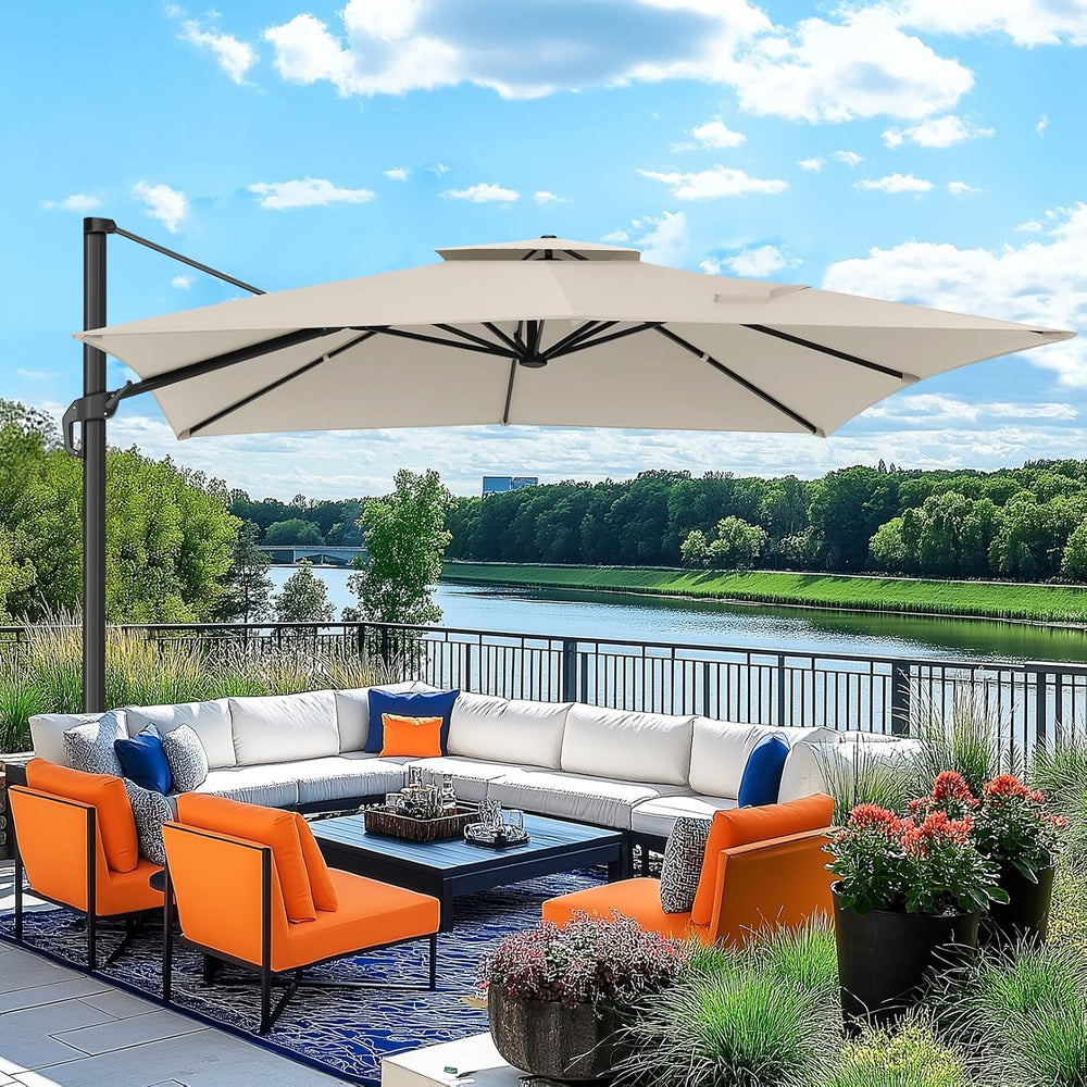 Hoteel Outdoor Patio Umbrella - 10ft Cantilever Umbrella for Patio Heavy Duty...