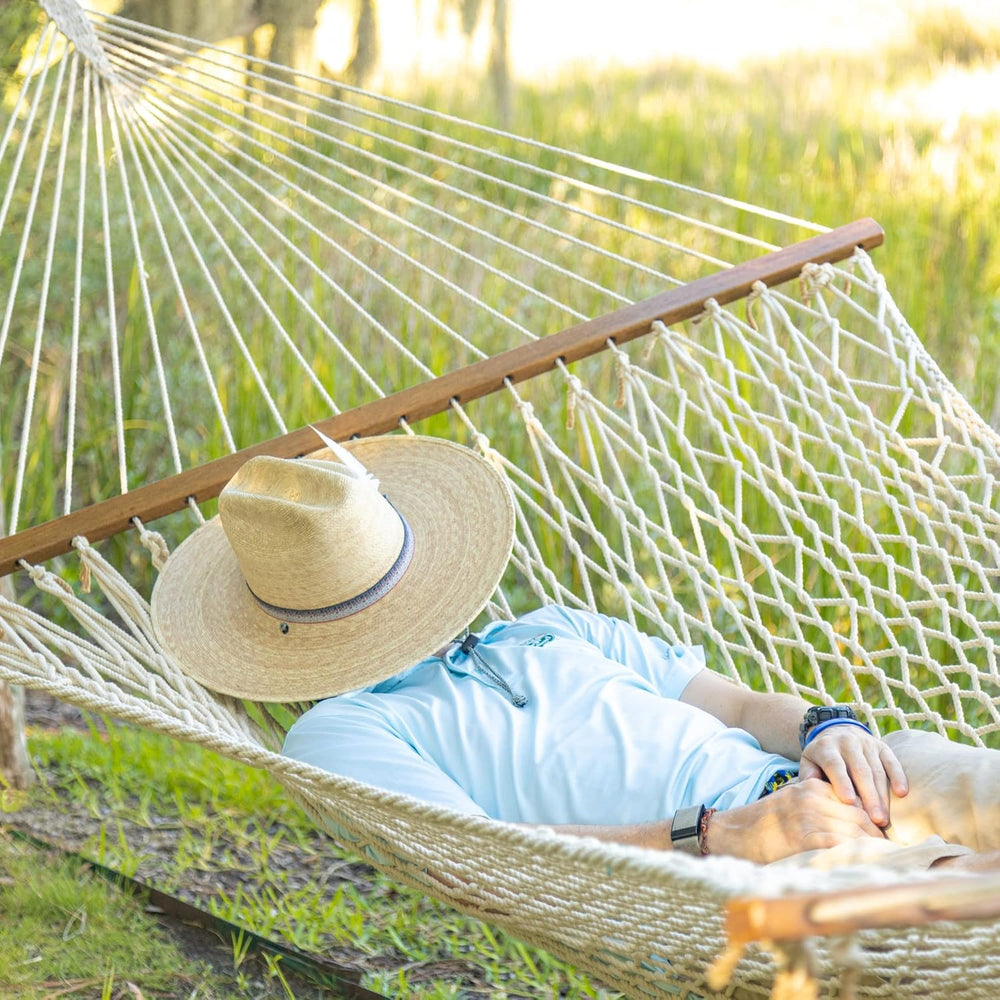 Castaway Living 13 ft. Double Traditional Hand Woven Cotton Rope Hammock – 2-...