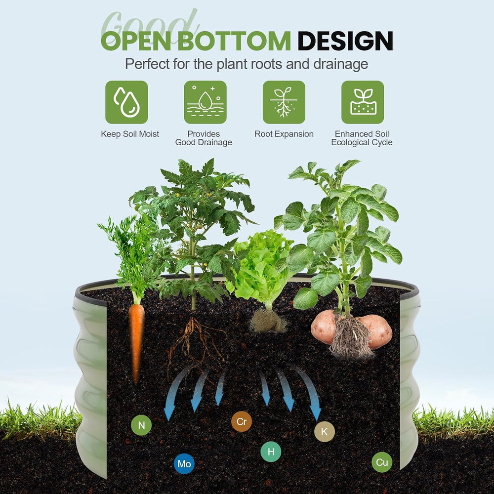 G GOOD GAIN Round Raised Garden Bed Outdoor, 2x2x1ft, 2Pcs, Olive Green