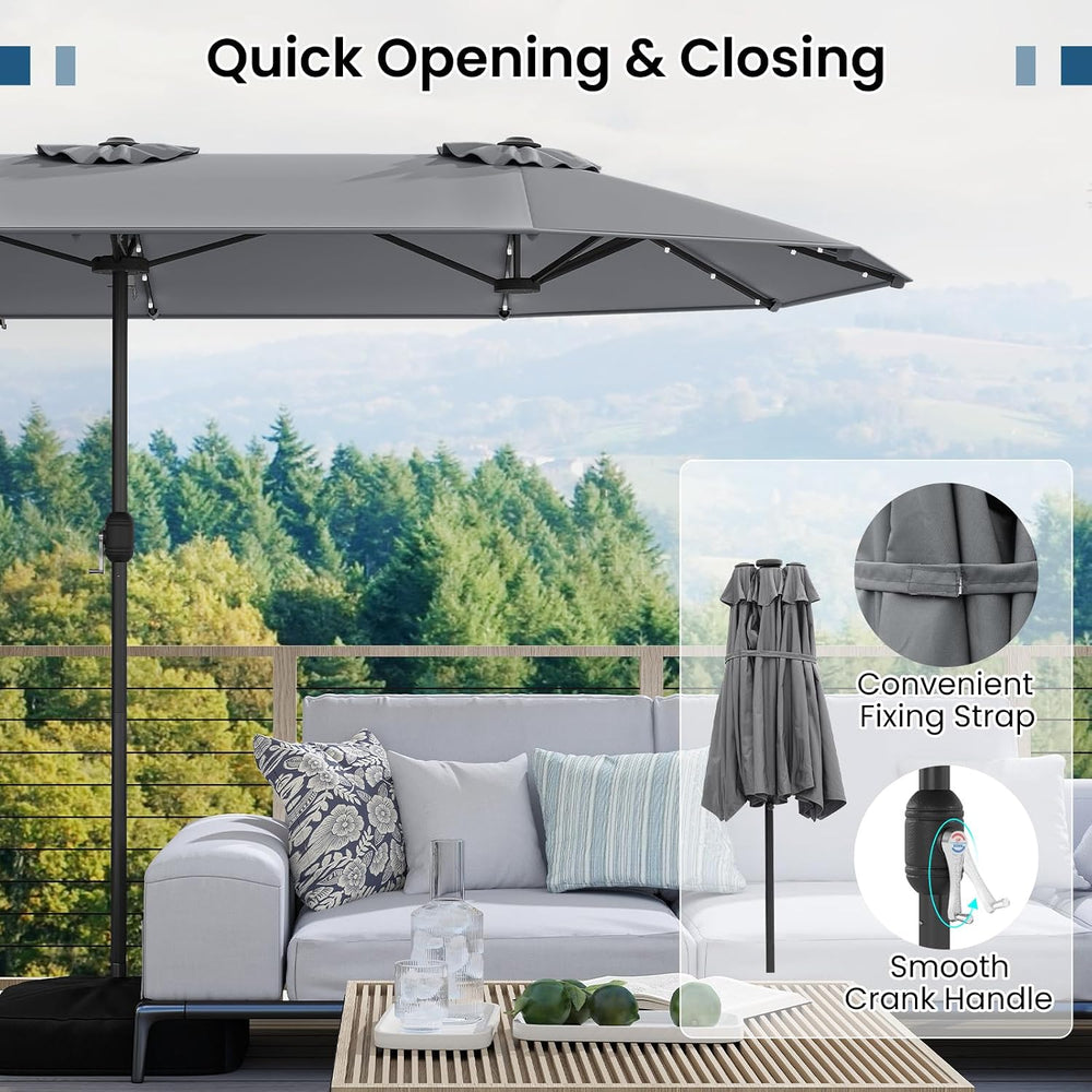 Tangkula 13FT Double-Sided Solar Patio Umbrella, Extra-Large Outdoor Twin Umb...