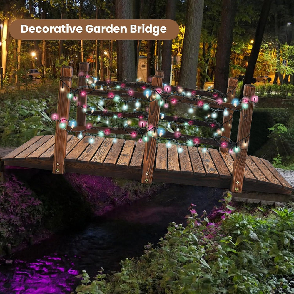 HAPPYGRILL 5FT Wooden Garden Bridge with Double Safety Railings