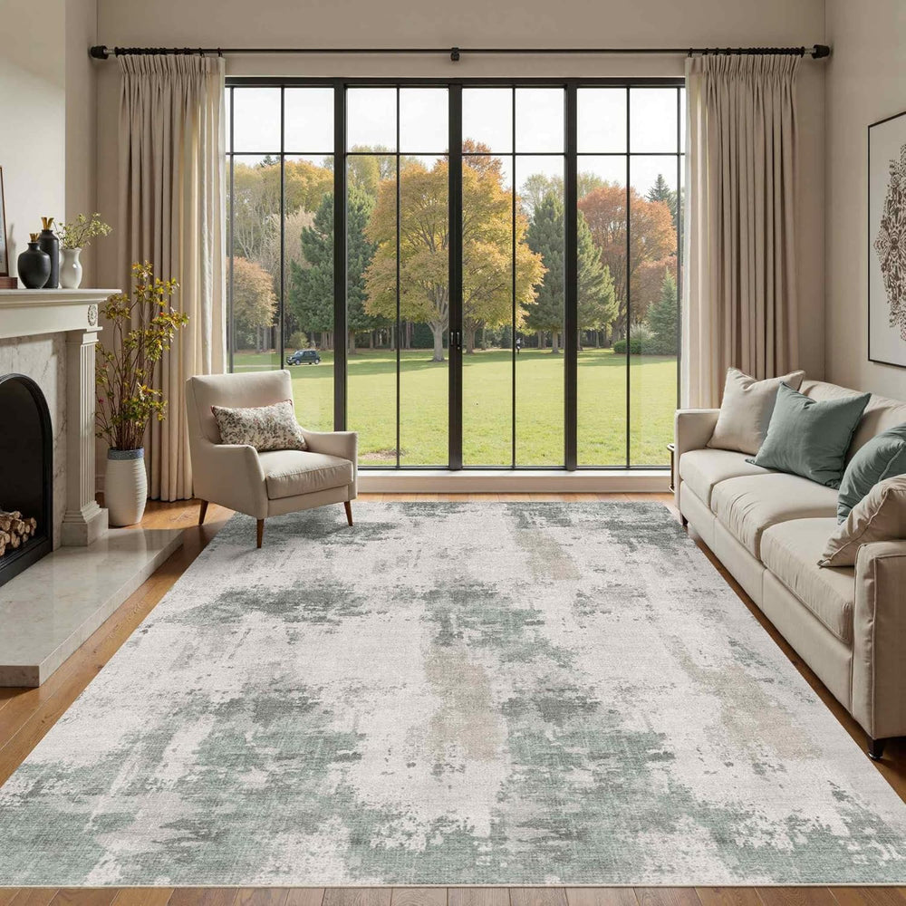 Rugxara 6x9 Green Modern Abstract Washable Rug for Living Room