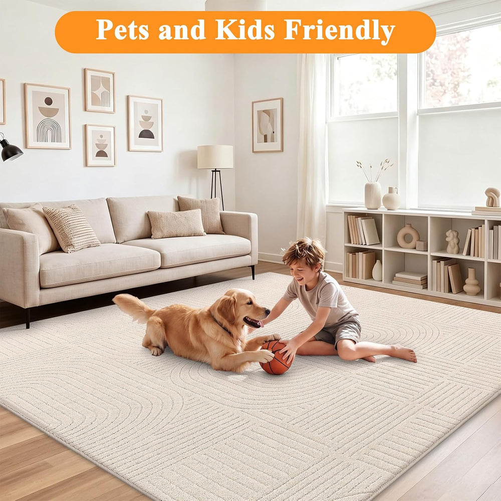 HEBE 5'x7' Area Rugs for Living Room,Washable Non Slip Textured Bedro...