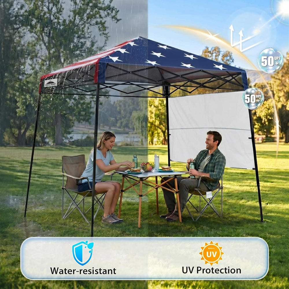 EAGLE PEAK 8x8 Pop Up Canopy Tent, Compact Backpack Canopy, American Flag