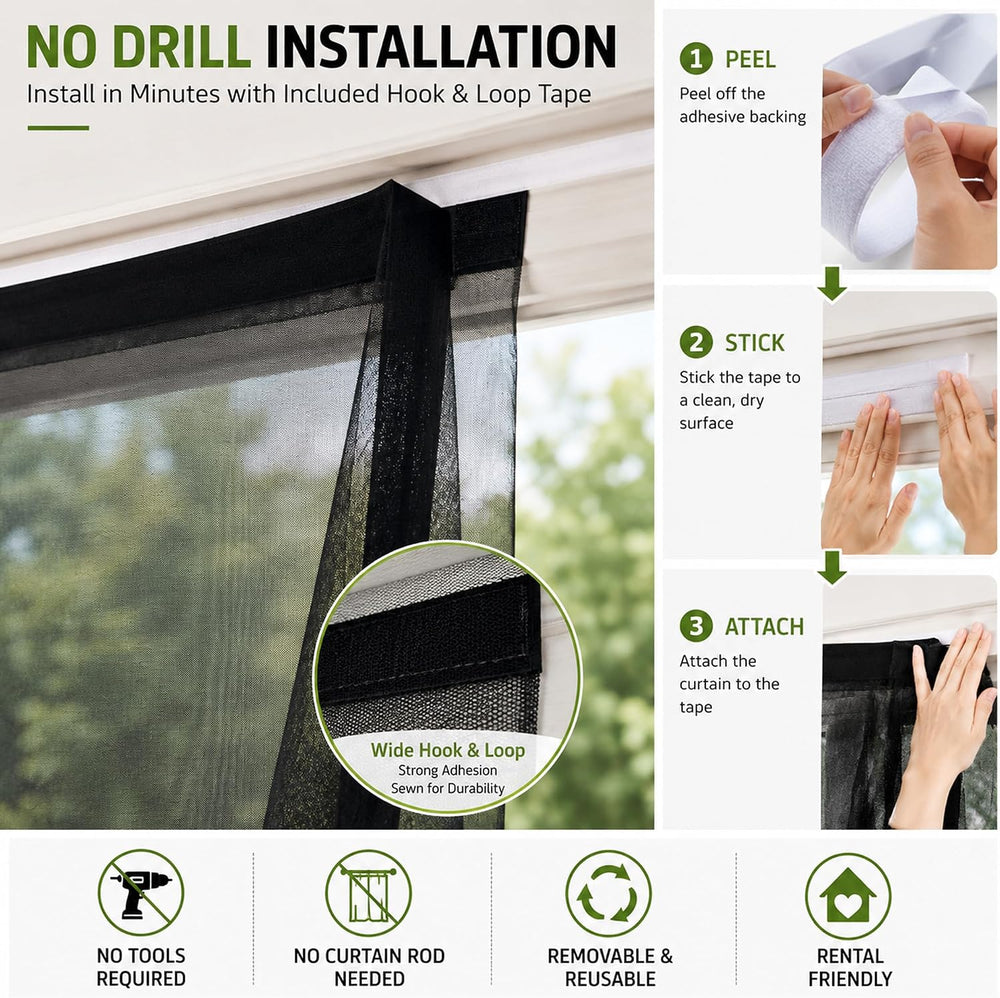 Jilron Outdoor Curtains Weighted, Outdoor Sheer Curtains & Lightweight Pr...