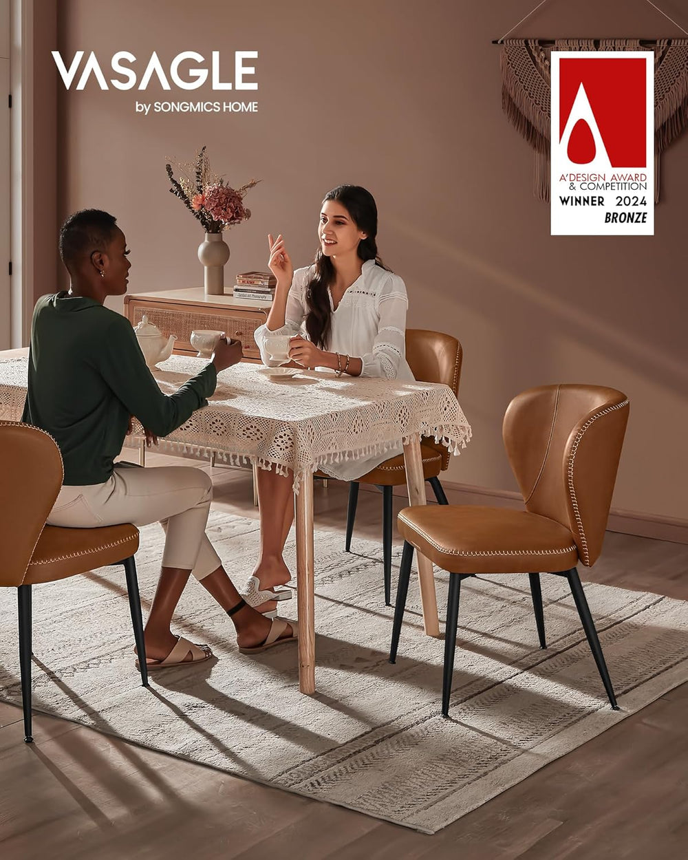 VASAGLE Dining Chairs Set of 6, Upholstered Kitchen Chairs