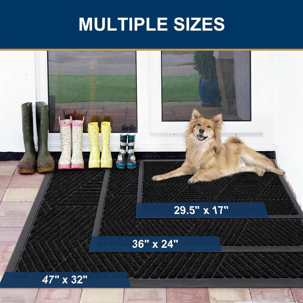 Smiry Front Door Mat Outside Entrance, Low Profile Rubber Doormat, 71x34