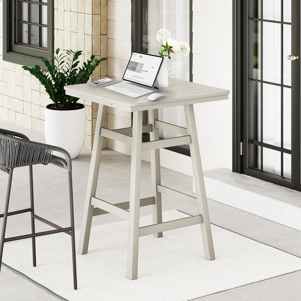 Costaelm Outdoor Bar Table, 42" Counter Height Square Patio Cocktail Bar...
