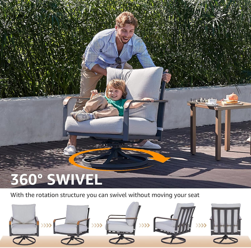 NATURAL EXPRESSIONS Patio Swivel Chairs Set of 2,Outdoor Rocker Chairs Set wi...