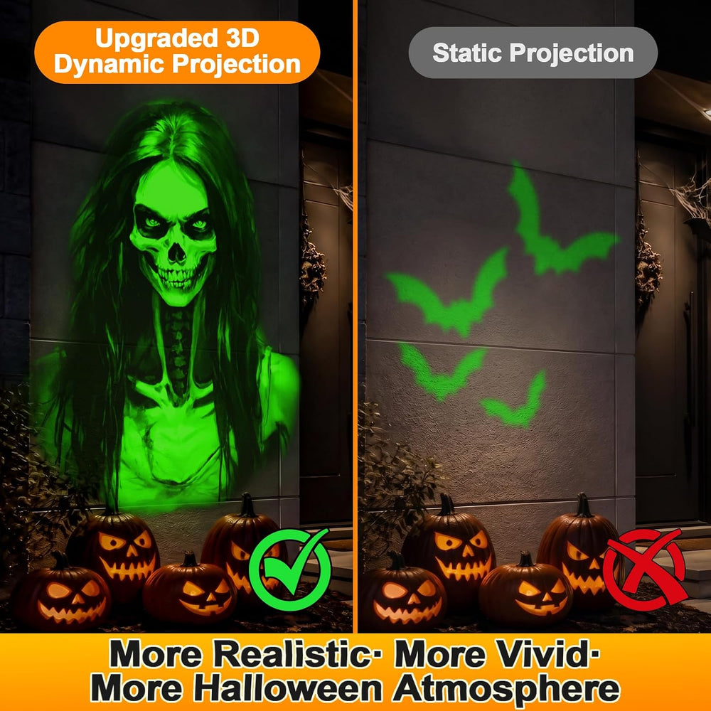 12 in 1 Halloween Projector Outdoor - 3D Dynamic Halloween Decorations,Cleare...