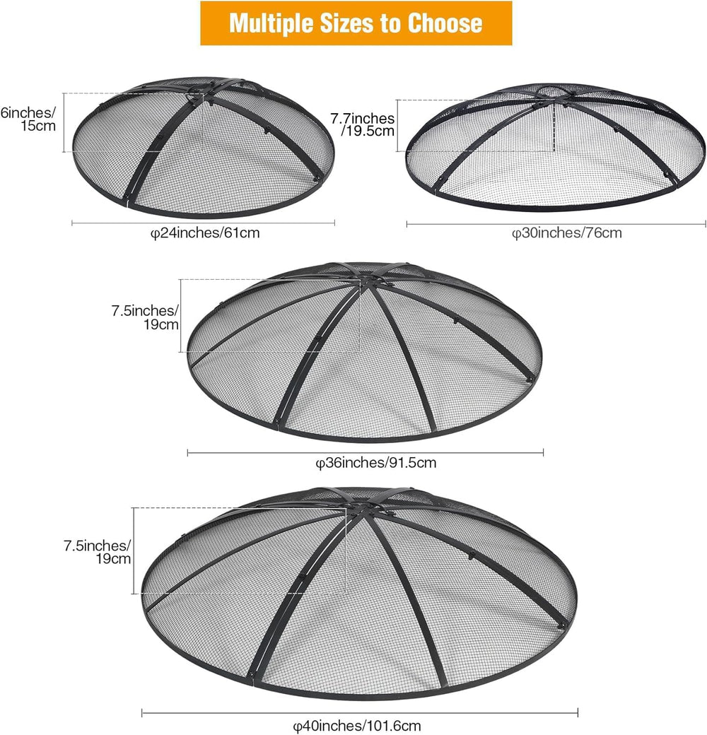 Fire Pit Spark Screen 40 Inch Cover Round, Heavy Duty Collapsible Outdoor Fir...