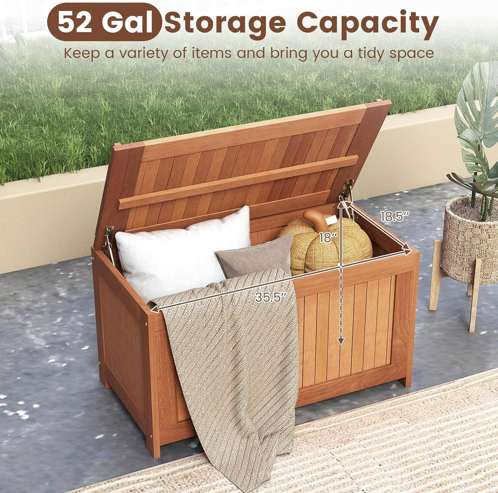 RELAX4LIFE Wood Deck Box, 52 Gallon Backyard Storage Bin Container for Patio ...