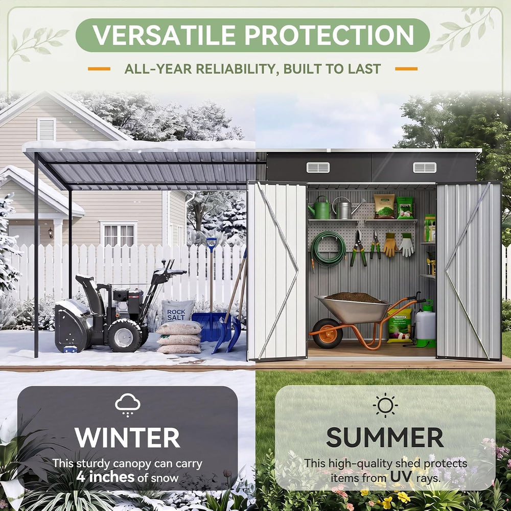 14x6FT Outdoor Lean to Shed & Hardtop Gazebo Combo
