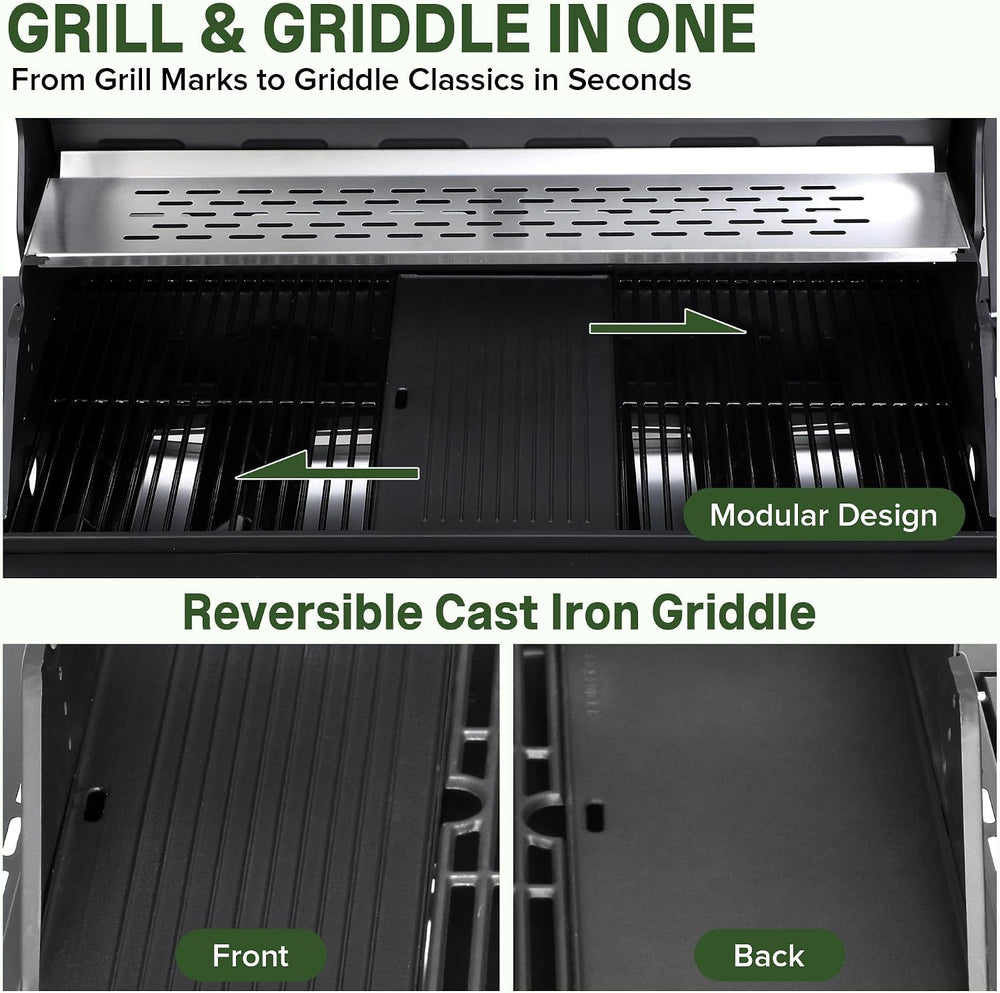 6-Burner Propane Gas Grill and Griddle Combo with Side Burner