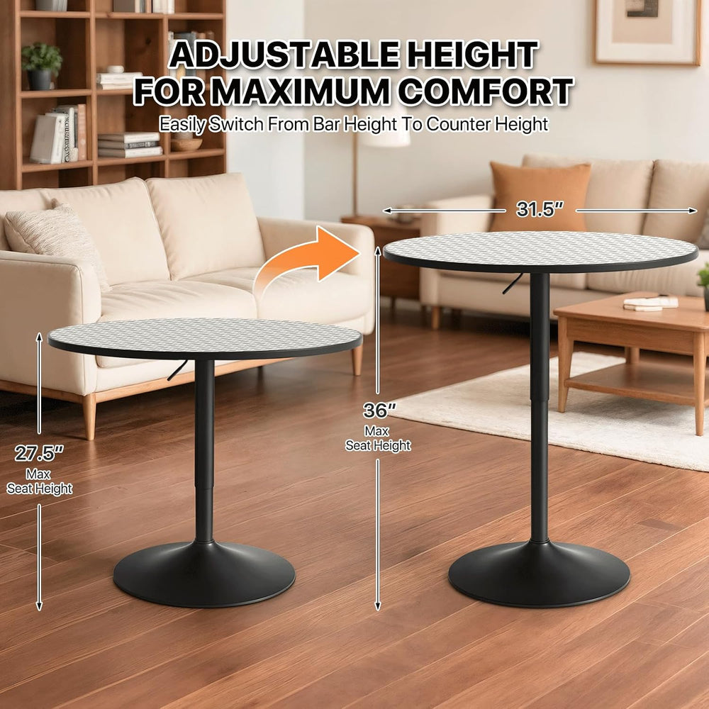 Magshion 31" Round Bar Table Height Adjustable 26"-35" Pub Tab...