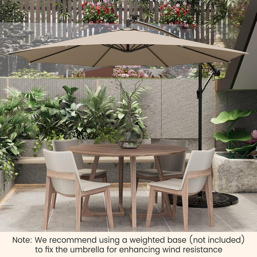 Tangkula 10FT Solar Offset Umbrella, Tilted Cantilever Hanging Umbrella with ...