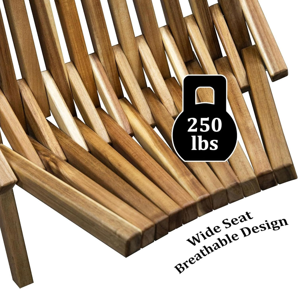 Melino Tamarack Acacia Wood Folding Lounge Chair, Low Profile Lounger