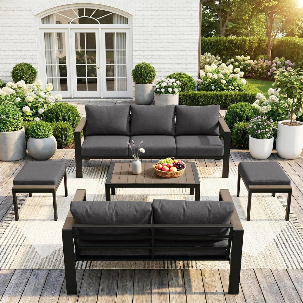 Outdoor Patio Furniture Set 5 Pieces Luxury Aluminum Patio Conversation Set w...