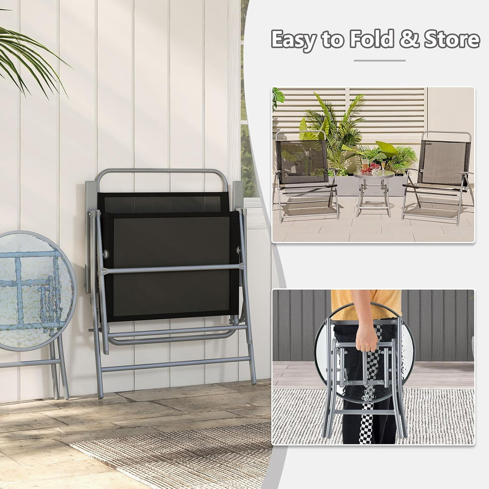 Giantex 3PCS Patio Bistro Set, Folding Outdoor Patio Table Set with 2 Foldabl...