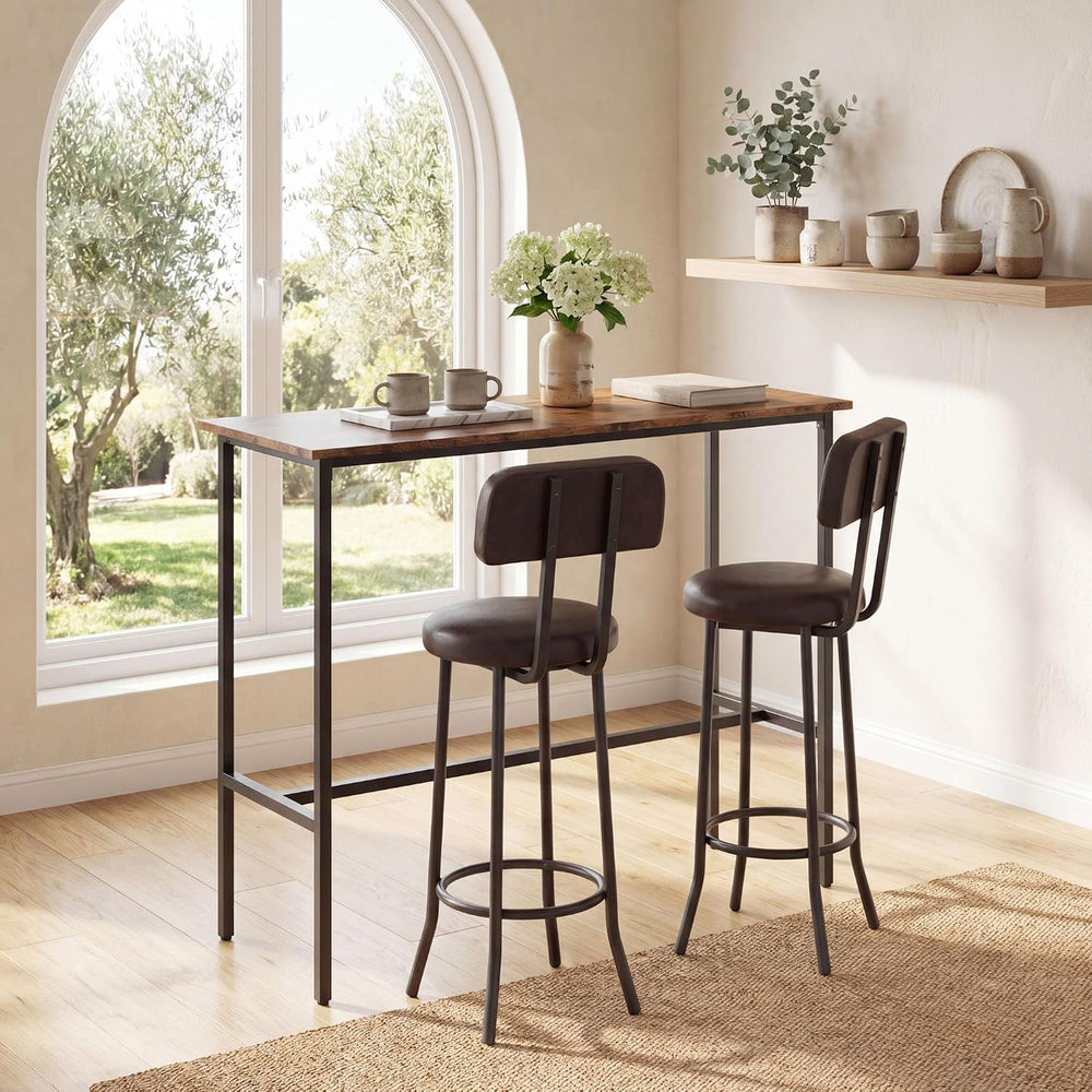 GIANTEX 3-Piece Bar Table and Chairs Set, Counter Height Pub Table and 2 Upho...