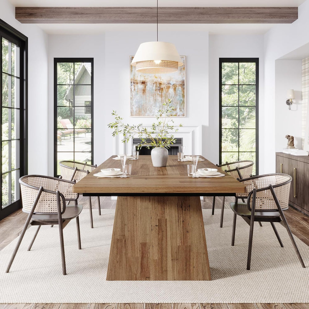 Tribesigns Dining Table for 6, Farmhouse Wood Dinner Rectangular Table Kitche...