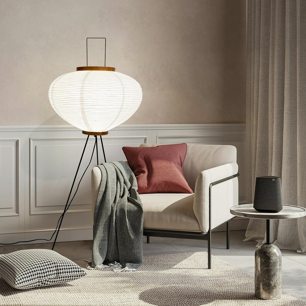 Rice Paper Floor Lamp, Japanese Paper Lantern for Wabi Sabi Decor