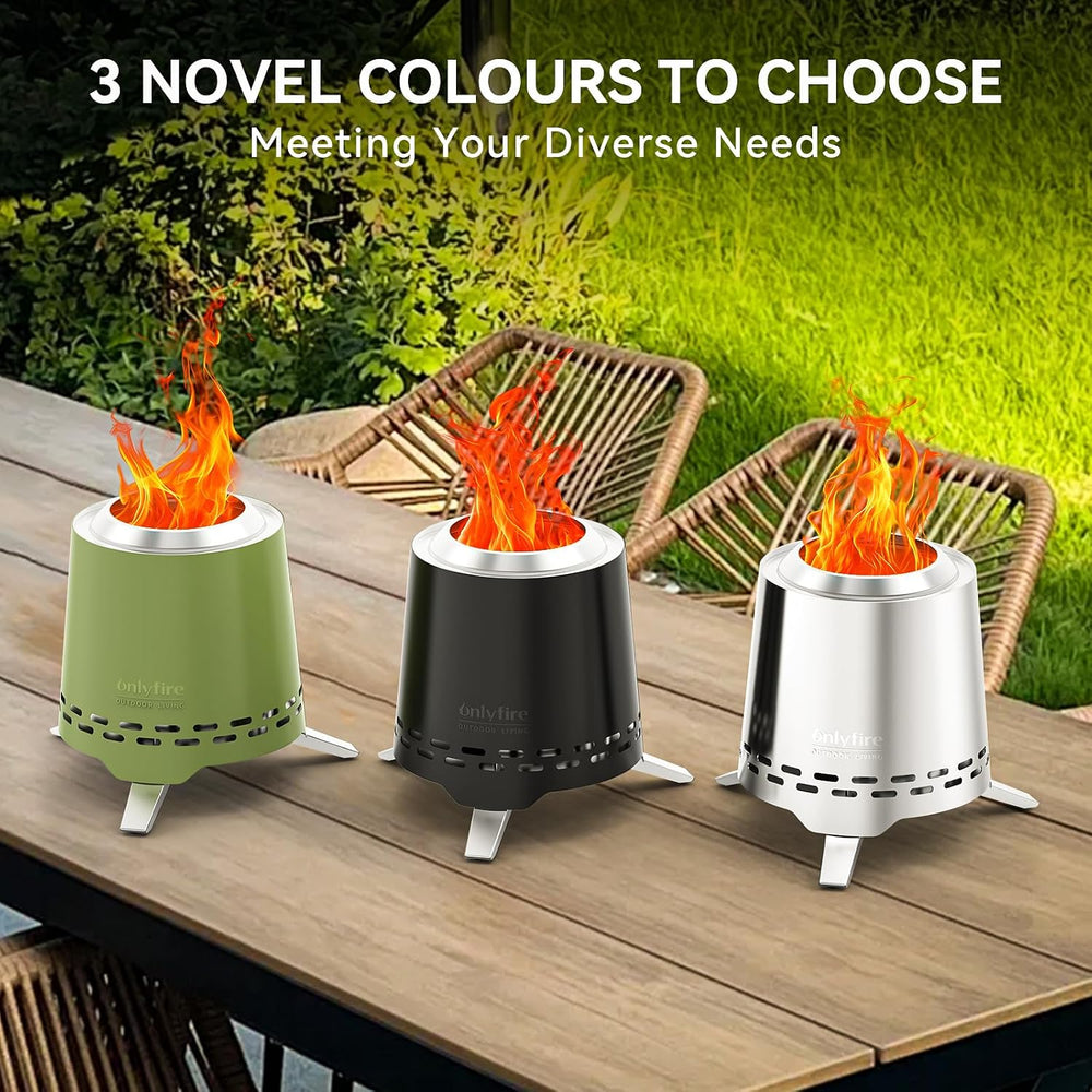 2-in-1 Wood Burning Fire Pit with Pot Rack, 7.8" Tabletop Fireplace, Black