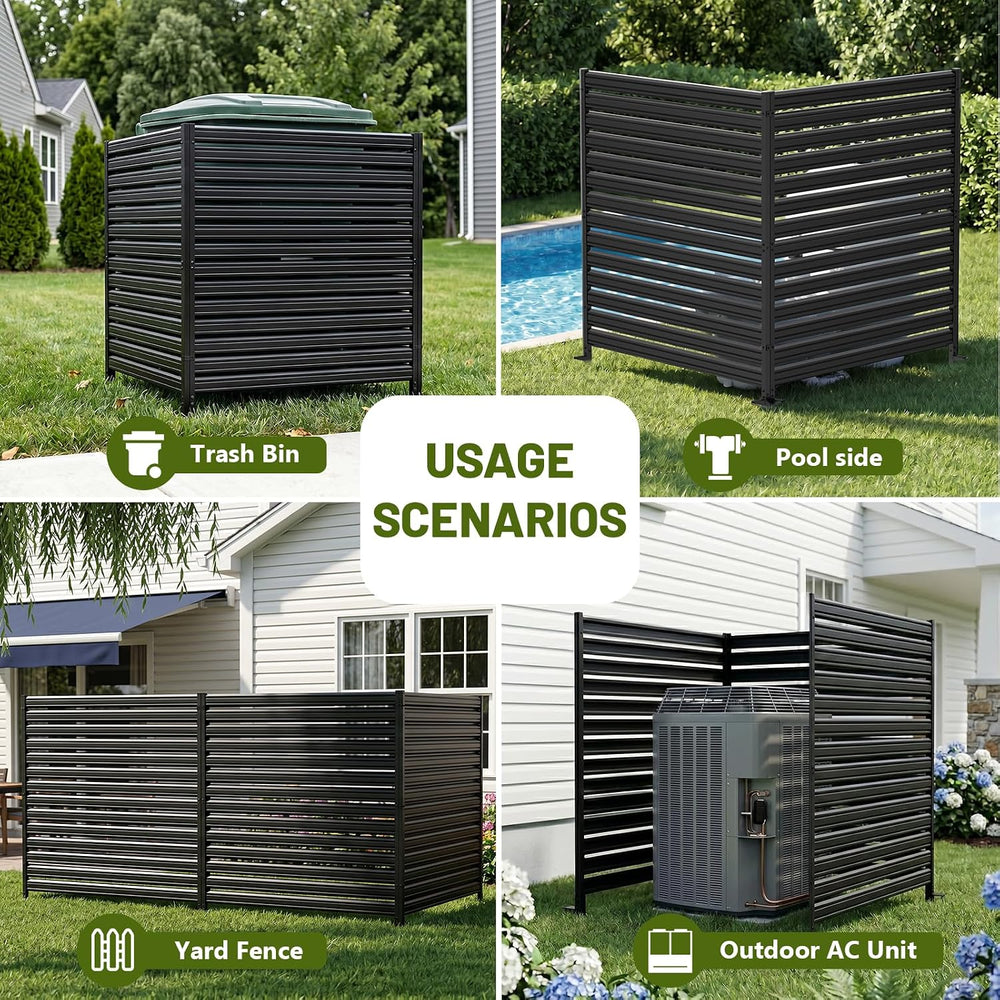 2 Panel No Dig Privacy Fence Screen, 42" H × 38" W Metal Outdoor Ai...