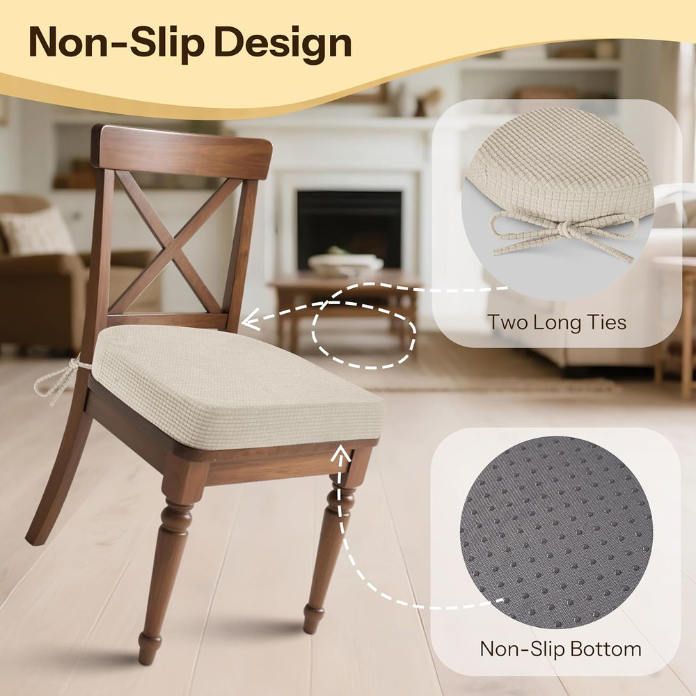 Dining Chair Cushions Set of 2 with Ties 16.5"x16.5" Beige