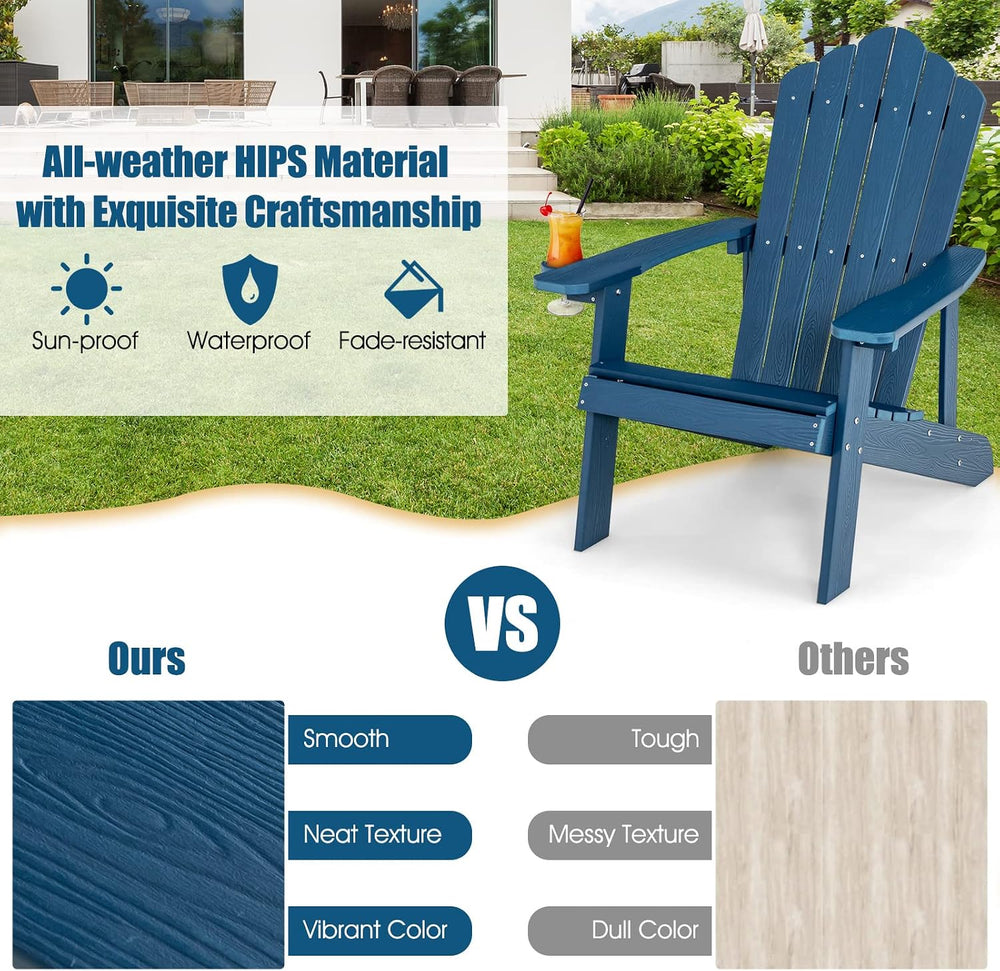 Giantex Outdoor Adirondack Chair - Oversized Patio Chairs w/Hidden Cup Holder...