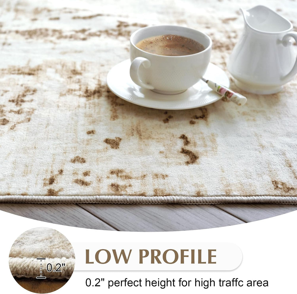 FMFUNCTEX 10x14 Washable Brown Beige Modern Abstract Living Room Area Rug