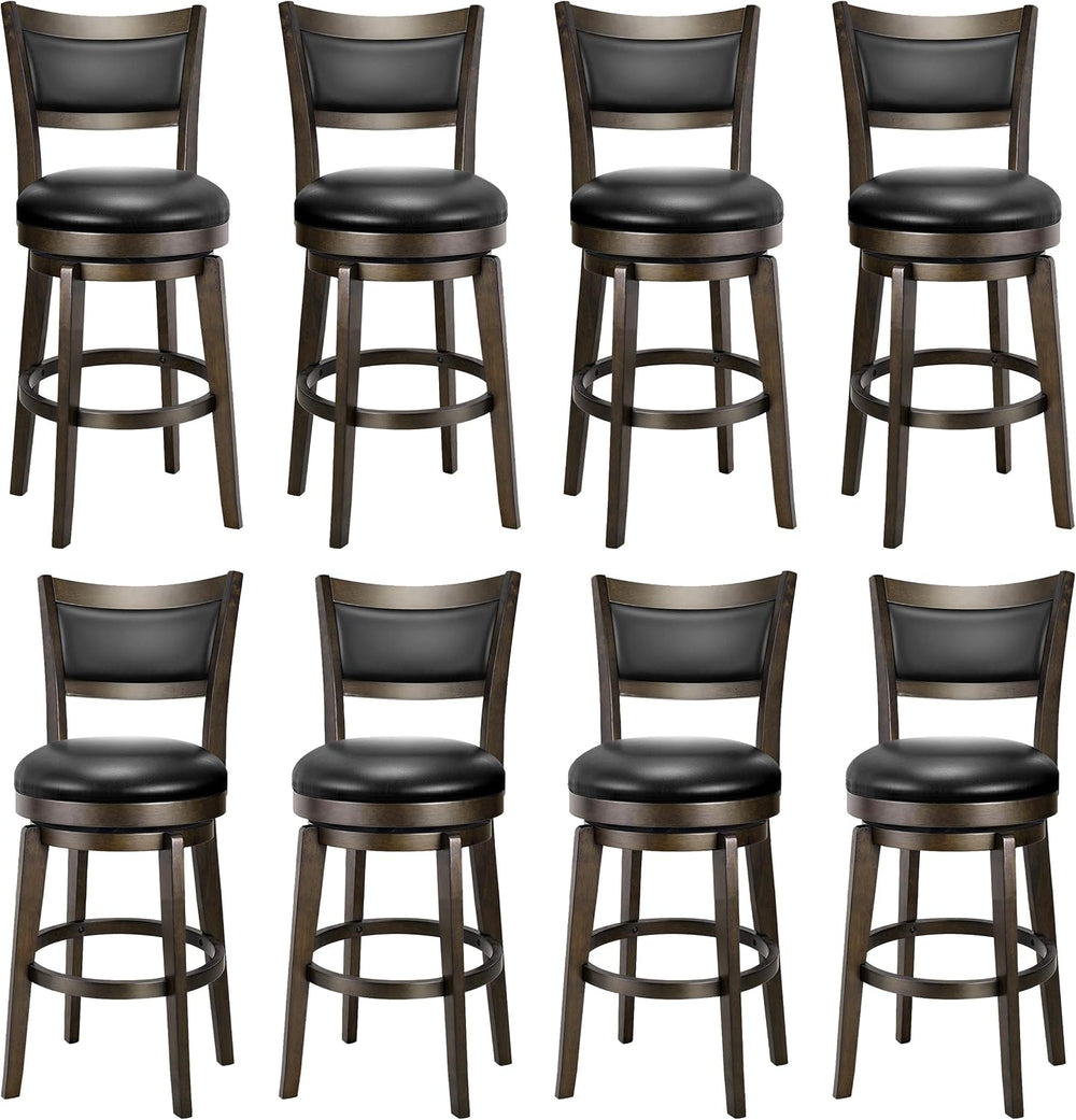 PrimeZone Swivel Bar Stools Set of 8, 24 Inch Counter Height Barstools