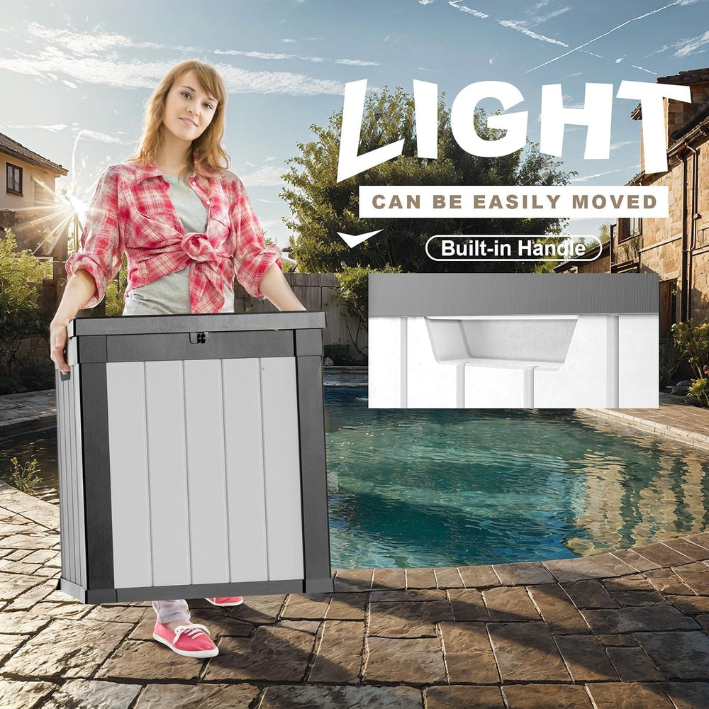 PatioZen 50 Gallon Resin Deck Box, Lockable Outdoor Storage Box for Patio Cus...