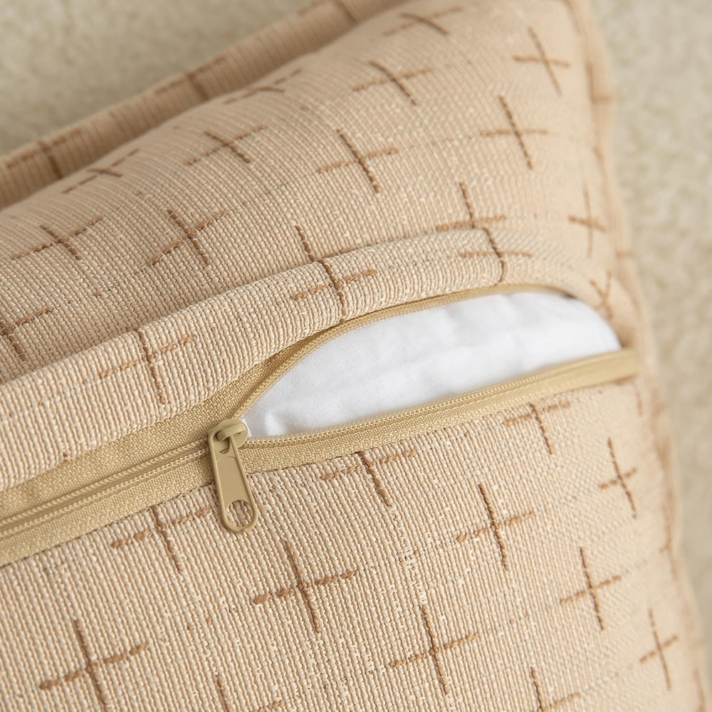 MANDIOO Pack of 2 Burlap Linen Throw Pillow Covers Woven Textured Modern Farm...