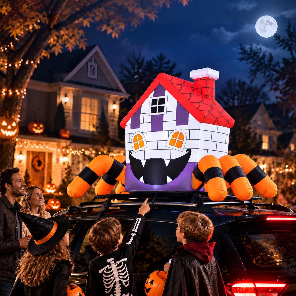 5FT Inflatable Halloween Decoration Outdoor, Blow Up Spider Yard LEDs Decor