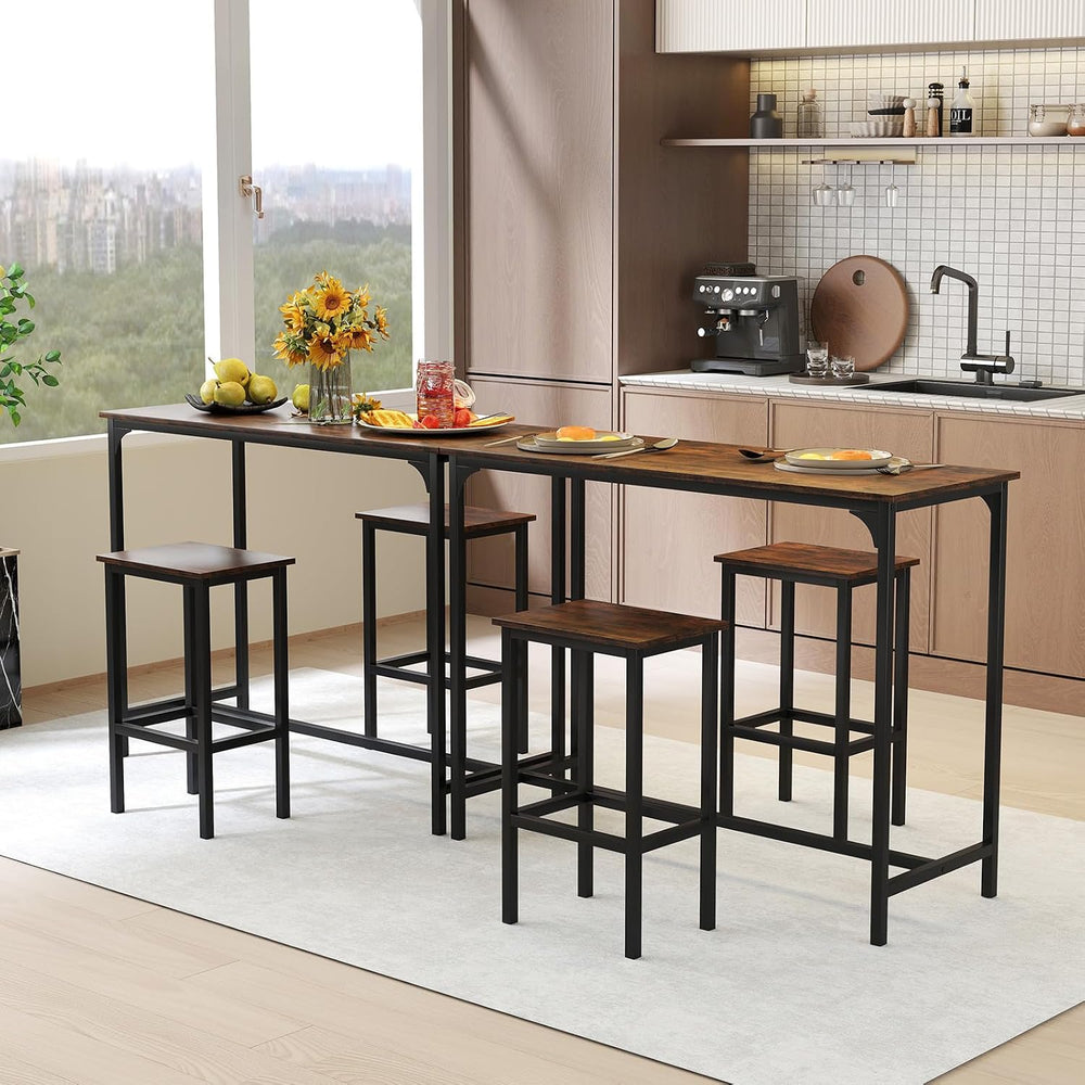 COSTWAY 3-Piece Dining Table Set, 47.5" Counter-Height Kitchen Table Set