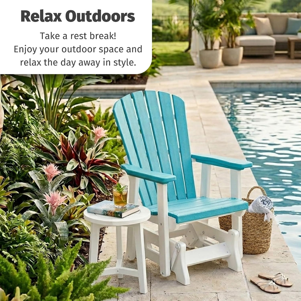 DutchCrafters Slat Fan Back Poly Adirondack Glider Outdoor Patio Chair (Tudor...