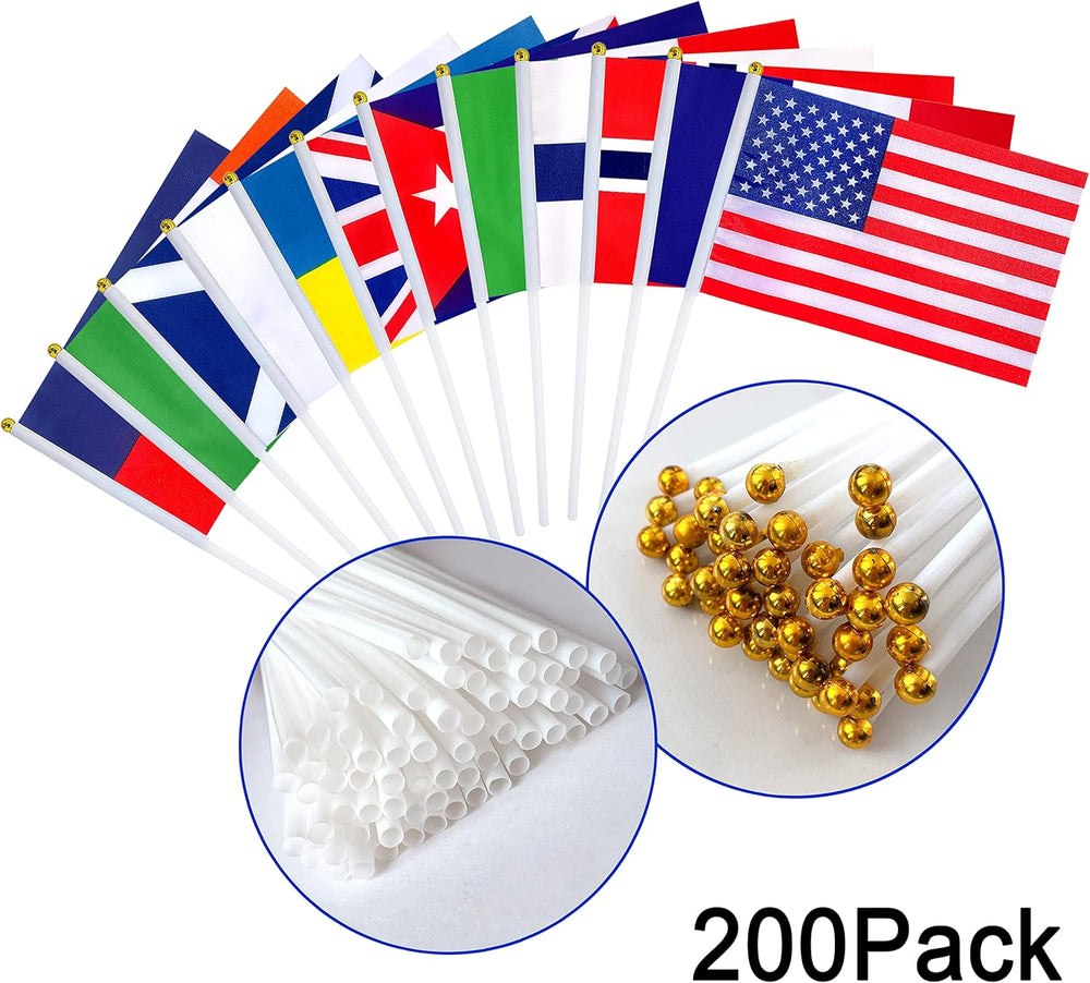 WEITBF 200 Countries International Flags of the World Small Mini Hand Held Fl...