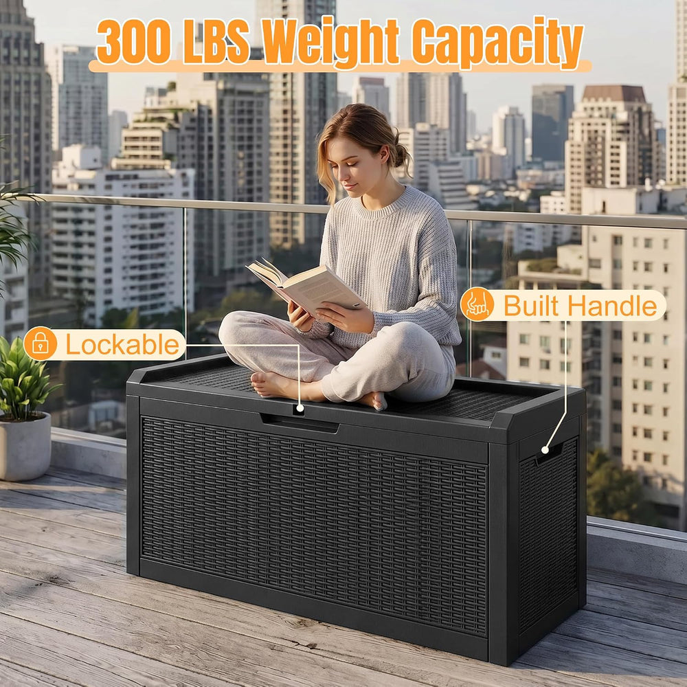 Outdoor Storage Box,100 Gallon Waterproof Resin Patio Deck Box
