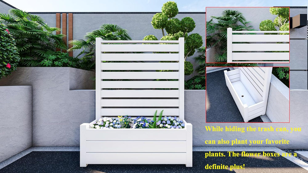 No-Dig Air Conditioner Fence 36" W X 45" H White Vinyl Privacy Fenc...